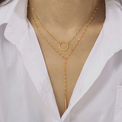 Open Circle or Bar Lariat Necklace