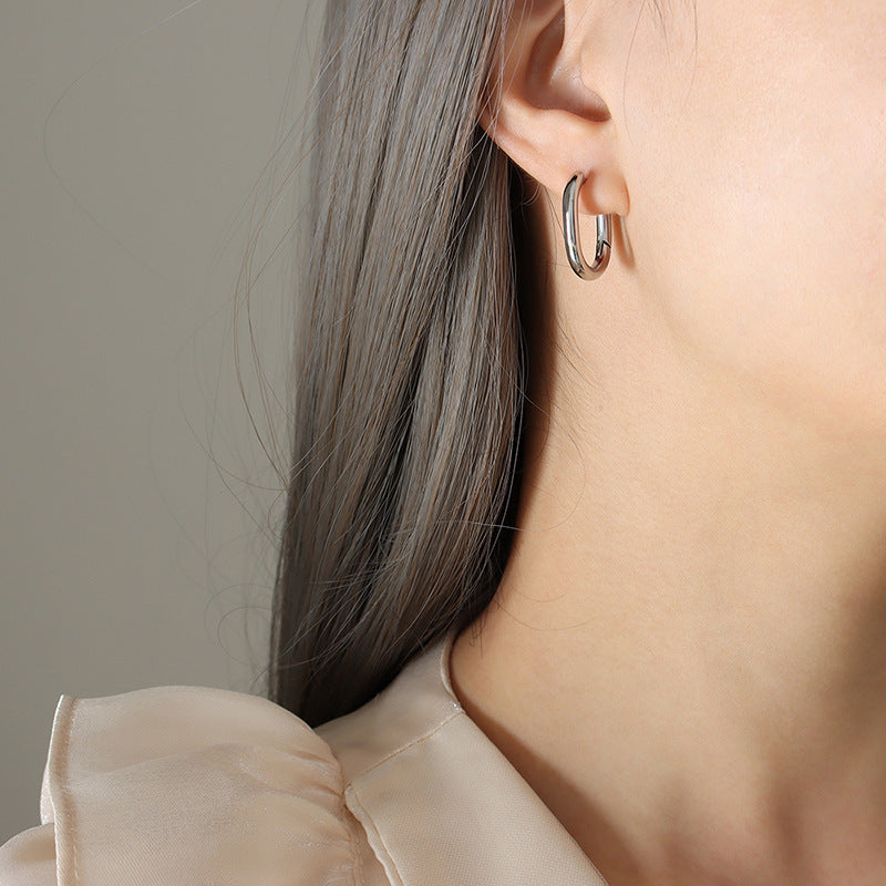 18K Gold-Plated & Silver-Tone Rounded U-Hoops