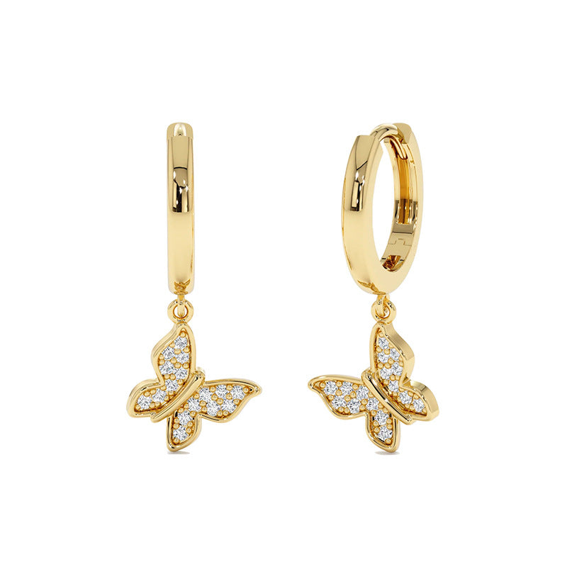 Nicolette Dainty Pavé Butterfly Hoop Earrings