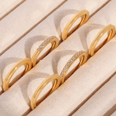 18K Gold-Plated Triple-Line Cubic Zirconia Ring