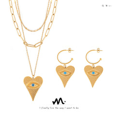 18K Gold-Plated Heart Eye-Motif Jewelry