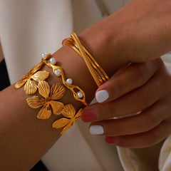 18K Gold-Plated Textured Statement Cuff Designs