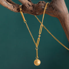 Geometric Ball-Drop Lariat Necklace