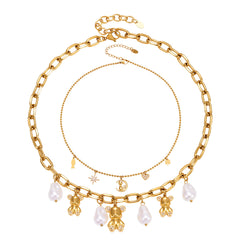Cubic Zirconia and Bear Charm Necklaces