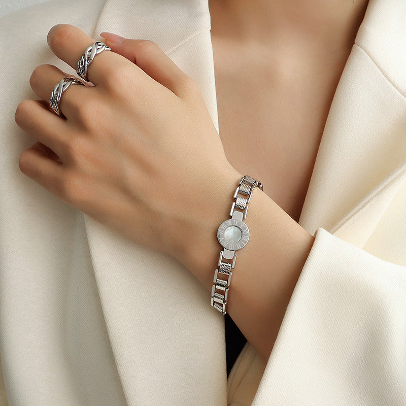 Roman Numeral Shell Accent Bracelet