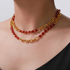 Red Agate and Garnet Bracelet or Necklace