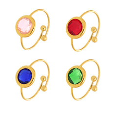Oval Glass Accent Bead Open Ring