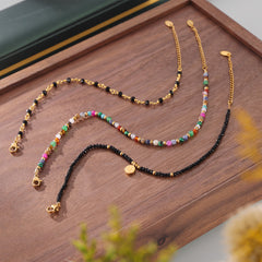 18K Gold-Plated Natural Stone Bead Anklet