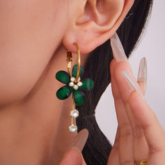 Color Resin Flower Drop Earrings