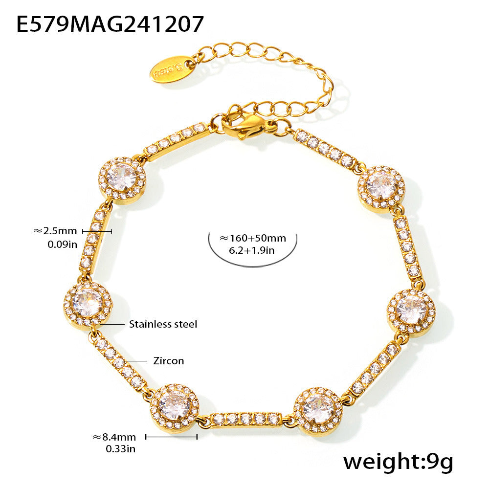 18K Gold-Plated Cubic Zirconia Circle Bracelet