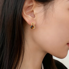 Daphne Tiger-Eye Gourd Stud Earrings