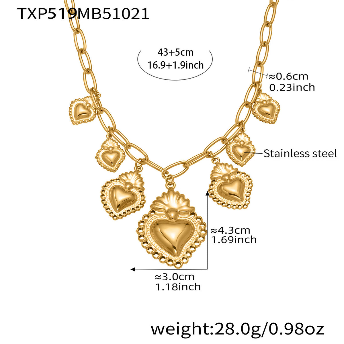 Heart and Bead Charm Necklace, Bracelet or Earrings