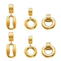 Mixed-Finish Geometric Drop Earrings