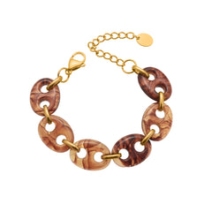 Resin Coffee Bean Link Bracelet