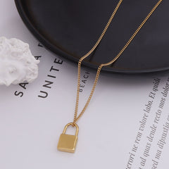 Polished Lock Pendant Necklace