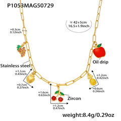 Fruit Charm & Cubic Zirconia Heart Necklaces