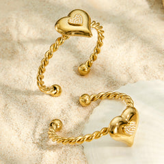 Cubic Zirconia Heart Open Cuff