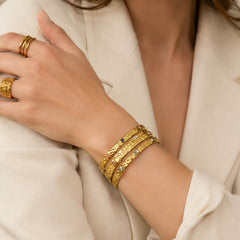 Hammered Cubic Zirconia Bangle Bracelet