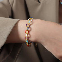 Colorful Enamel Link Necklace & Bracelet