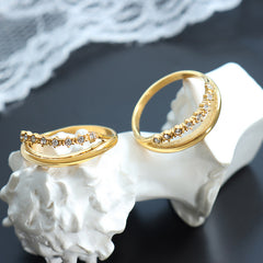 18K Gold-Plated Cubic Zirconia Split Band Ring