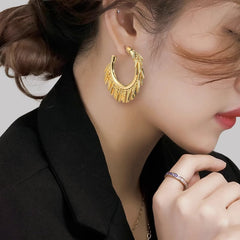 Nadine Statement Tassel Hoop Earrings