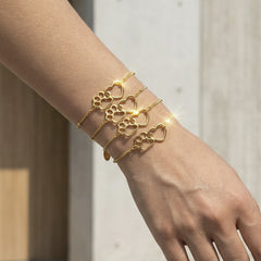 Gold-Tone Paw & Heart Charm Bracelet