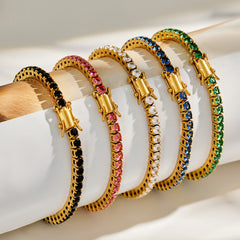 Cubic Zirconia Stainless Steel Tennis Bracelets