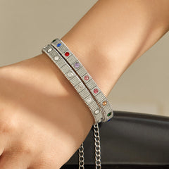 Colored Cubic Zirconia Link Bracelet