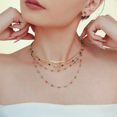 Layered Natural Stone Accent Necklace