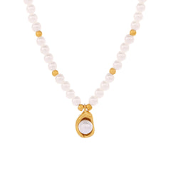 18K Gold-Plated Faux Pearl Pendant Necklace