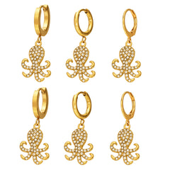 18K Gold-Plated Octopus Drop Hoop Earrings