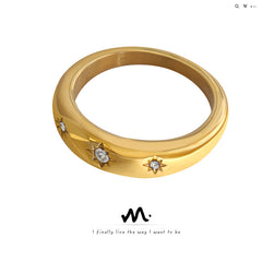 18K Gold-Plated Star Accent Band Ring