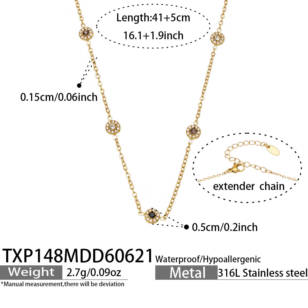 18K Gold-Plated Color Cubic Zirconia Station Jewelry