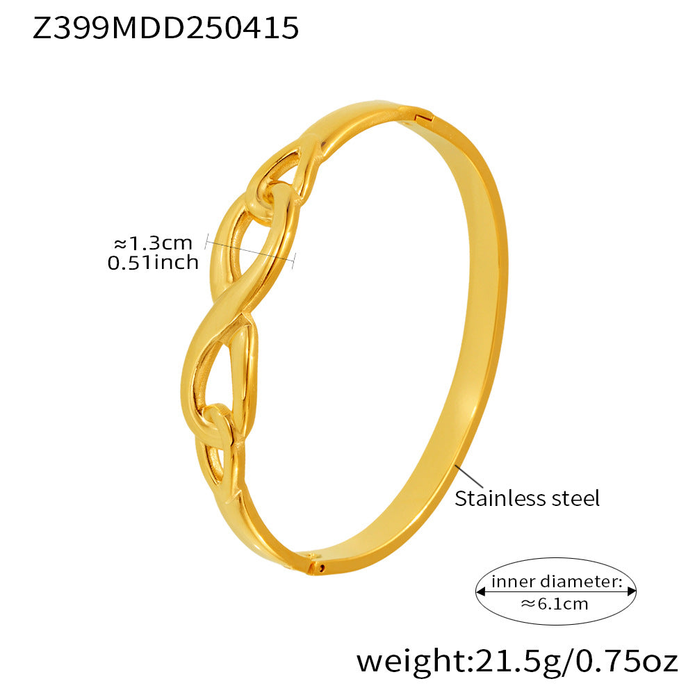 18K Gold-Plated Openwork Link Cuff Bracelet