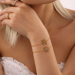 18K Gold-Plated Sparkling Snowflake Chain Bracelet
