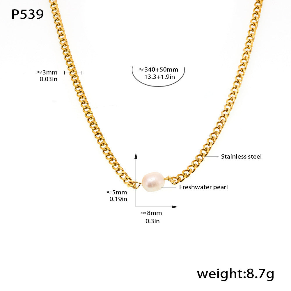 Freshwater Pearl Cuban Chain Choker Necklace