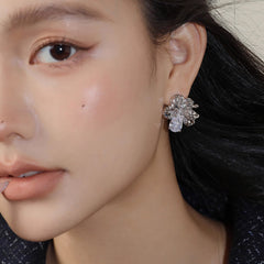 Nadine Vintage-Inspired Pavé Floral Stud Earrings