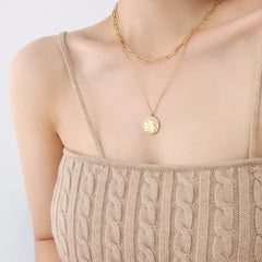 18K Gold-Plated Angel Coin Layered Necklace