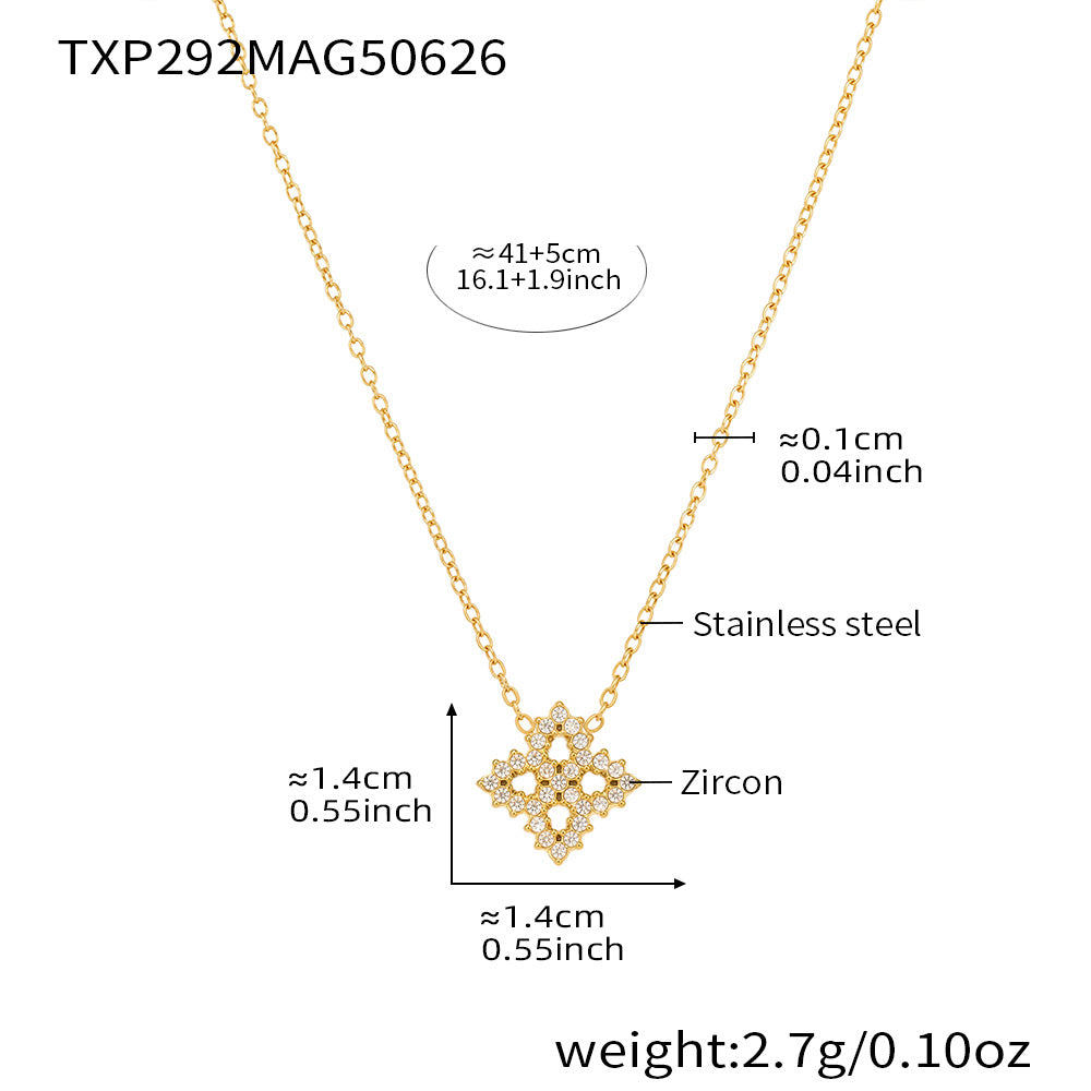18K Gold-Plated Cubic Zirconia Four-Petal Necklace or Bracelet
