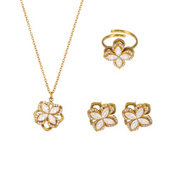 Gold-Tone Rotating Flower Cubic Zirconia Jewelry & Chains