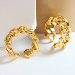 Chunky Interlocking Link Open Ring