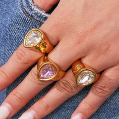 Teardrop Cubic Zirconia Statement Ring