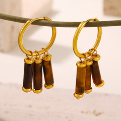 18K Gold-Plated Tiger Eye Earring Designs
