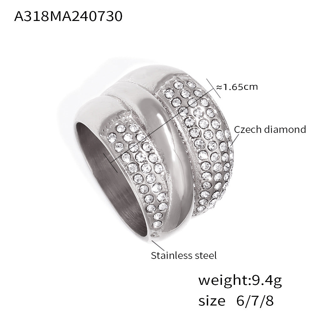 18K Gold-Plated Multi-Row Stone-Accent Ring