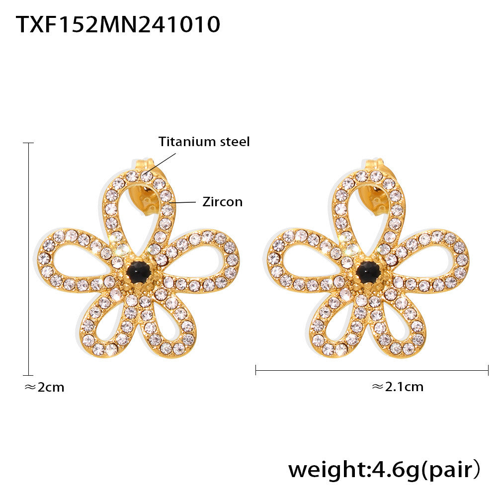 18K Gold-Plated Floral Cubic Zirconia Necklace or Earrings