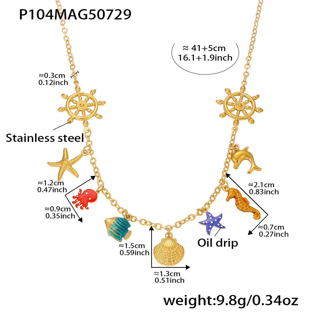 Ocean Enamel Charm and Sunflower Necklaces