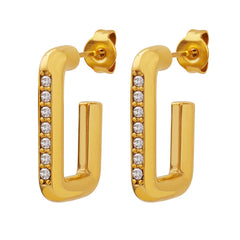 Cubic Zirconia Rectangular Hoop Earrings