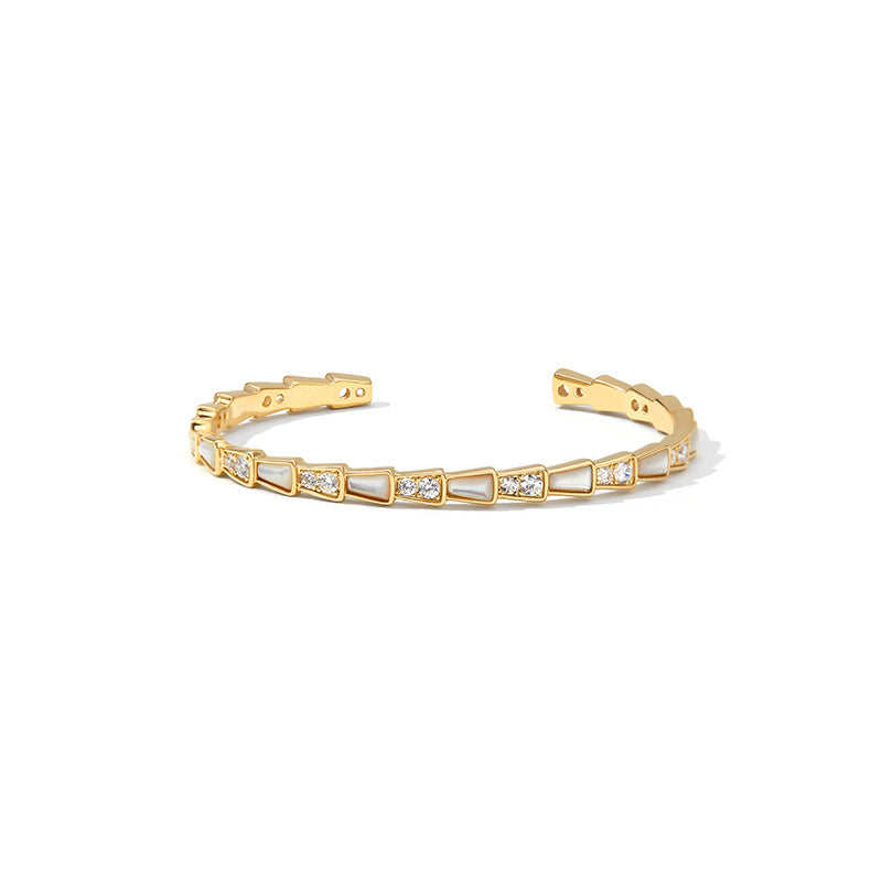 Daphne Vintage-Inspired Cat's-Eye Snake Bangle Bracelet