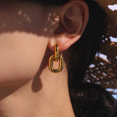 18K Gold-Plated Double-Link Drop Earrings