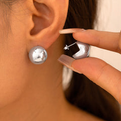 Polished Sphere Stainless Steel Stud Earrings